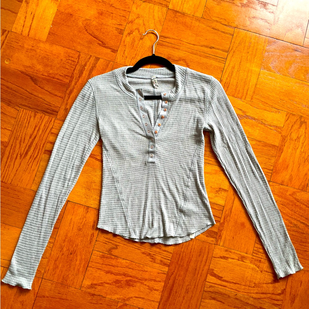 Free People One Of The Girls Henley in heather grey